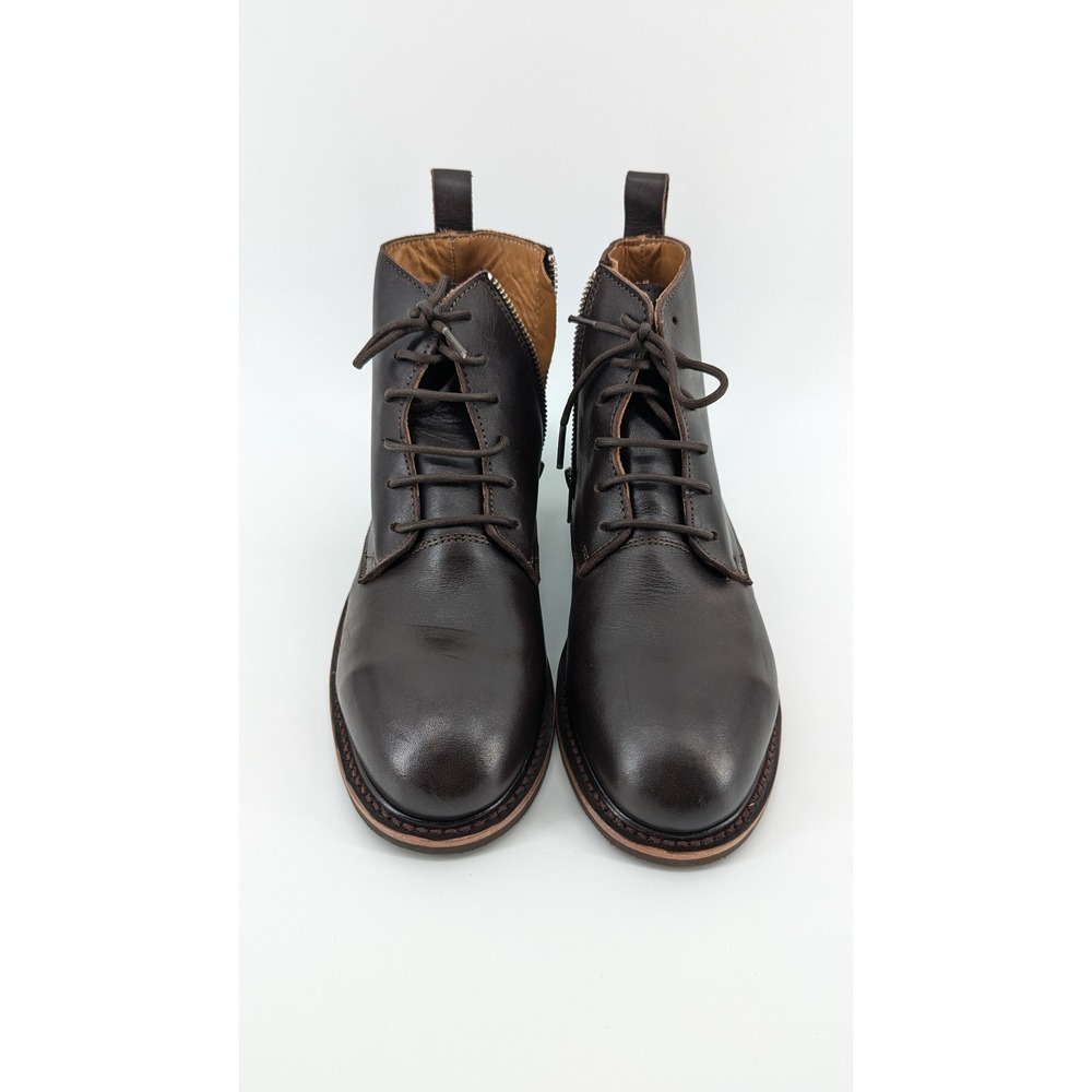 Hudson London Mens Dark Brown Leather Lace Up Side Zip Ankle Boots Size 7